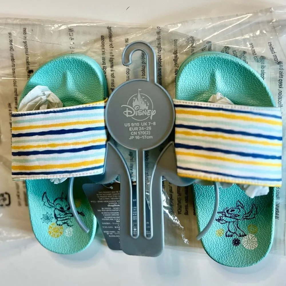 Stitch Slides for Kids Swim Size 9/10 NWT Disney Girls Boys